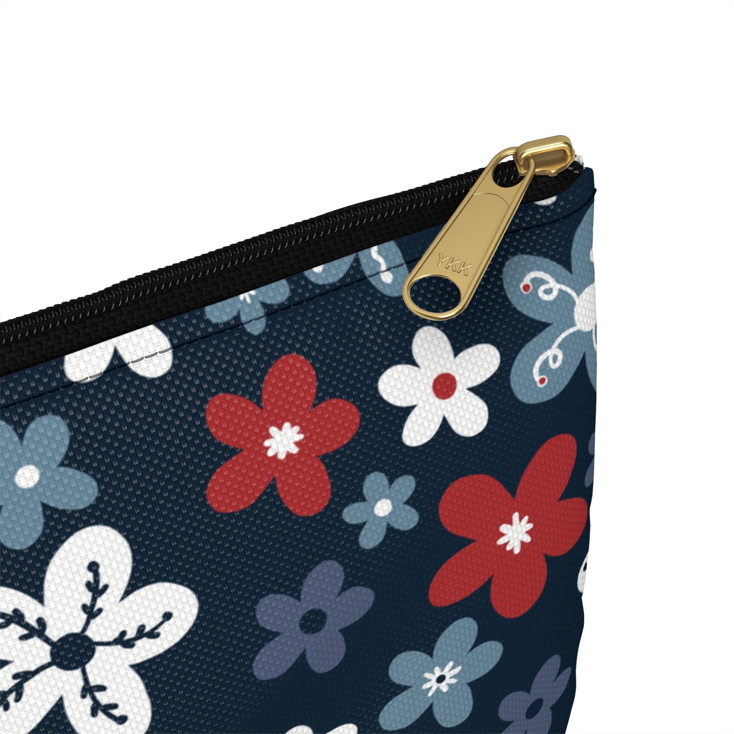 Americana Bloom Night Accessory Zipper Pouch with hand - drawn artwork - Flourish Moon Studio