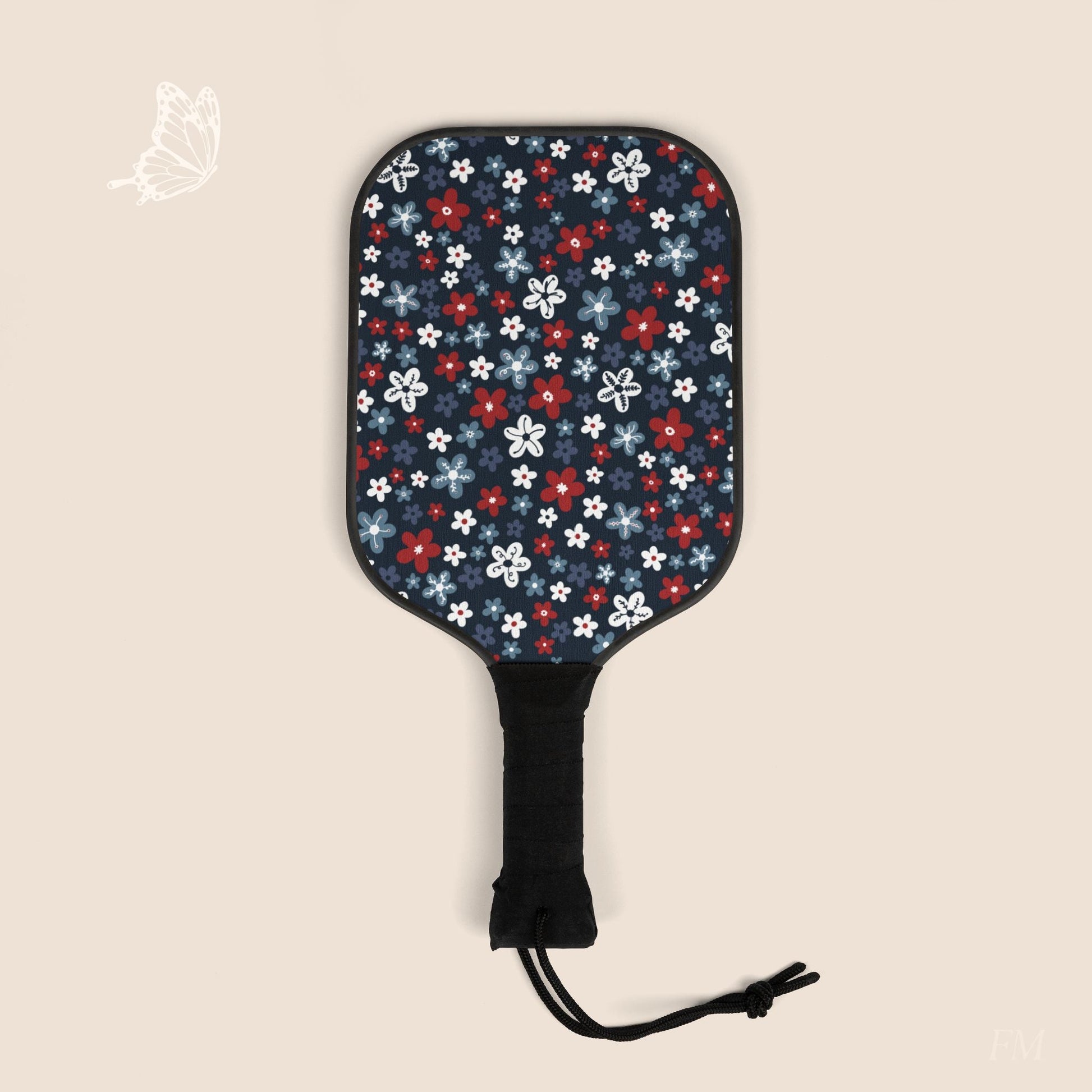 Americana Bloom Night Pickleball Paddles Set with hand drawn artwork - Flourish Moon Studio