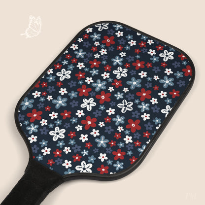 Americana Bloom Night Pickleball Paddles Set with hand drawn artwork - Flourish Moon Studio