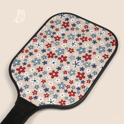 Americana Bloom Pickleball Paddles Set with hand drawn artwork - Flourish Moon Studio