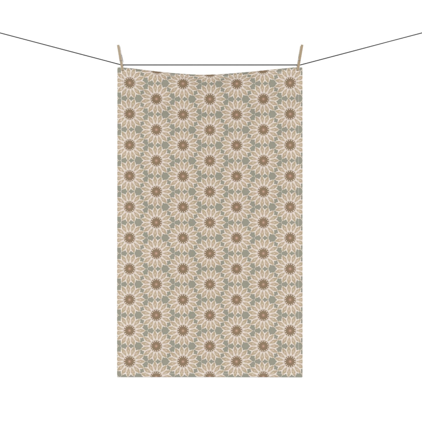 Bloom Mosaic Tea Towel with hand - drawn artwork - Flourish Moon Studio