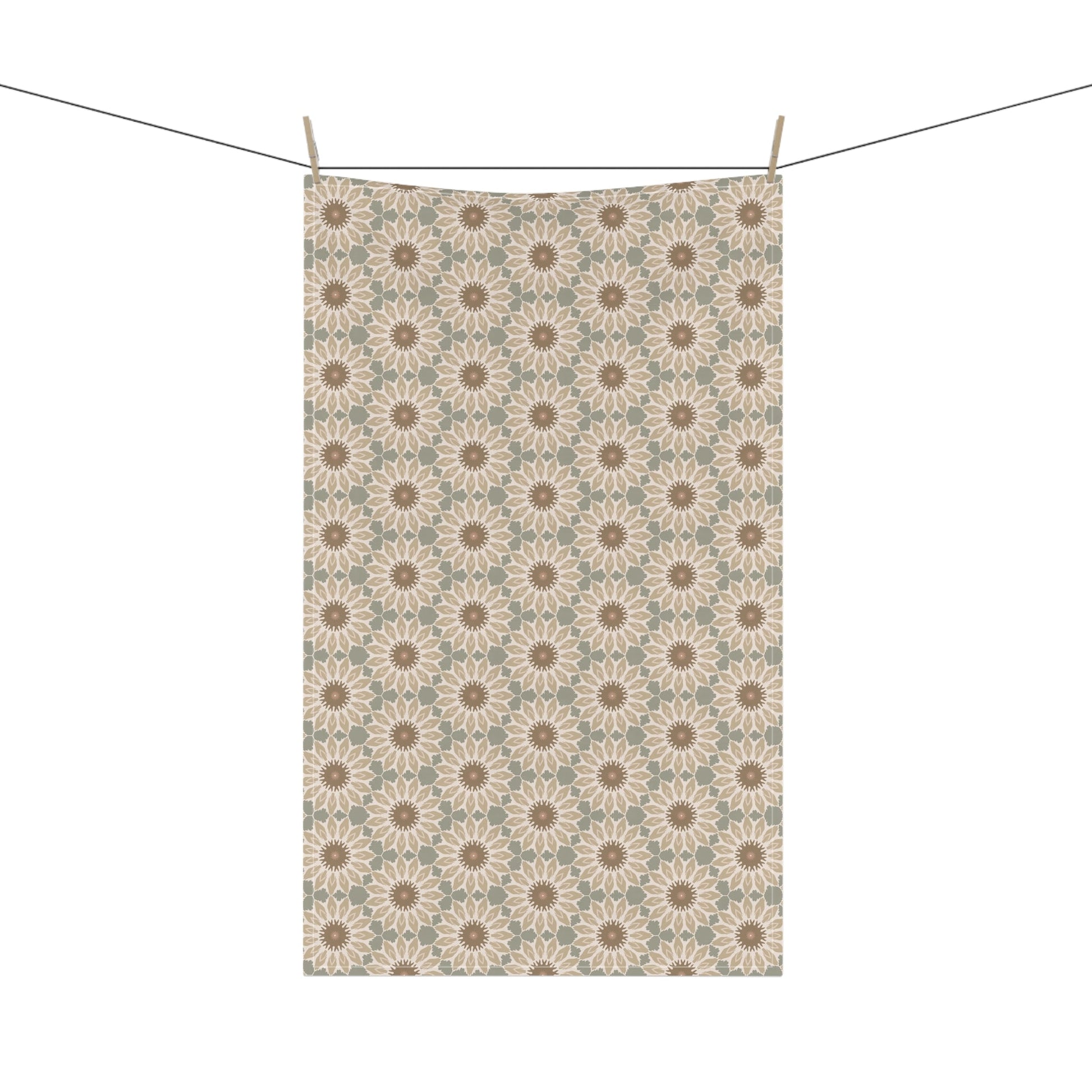 Bloom Mosaic Tea Towel with hand - drawn artwork - Flourish Moon Studio