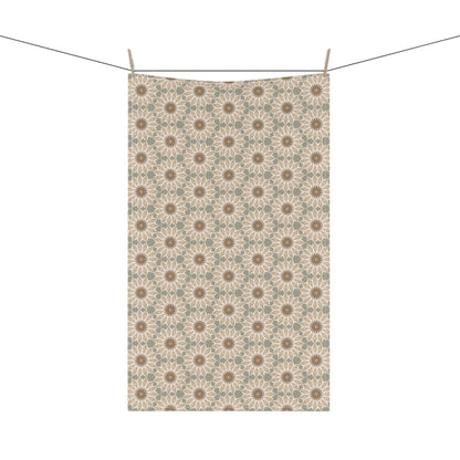 Bloom Mosaic Tea Towel with hand - drawn artwork - Flourish Moon Studio