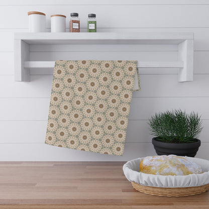 Bloom Mosaic Tea Towel with hand - drawn artwork - Flourish Moon Studio