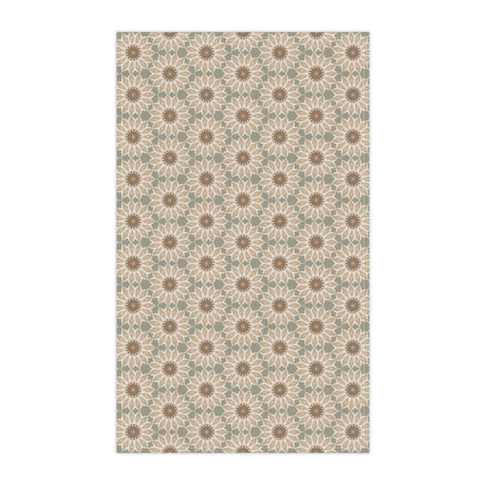 Bloom Mosaic Tea Towel with hand - drawn artwork - Flourish Moon Studio