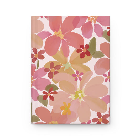 Blossom Blush Floral Hardcover Journal with hand - drawn artwork - Flourish Moon Studio