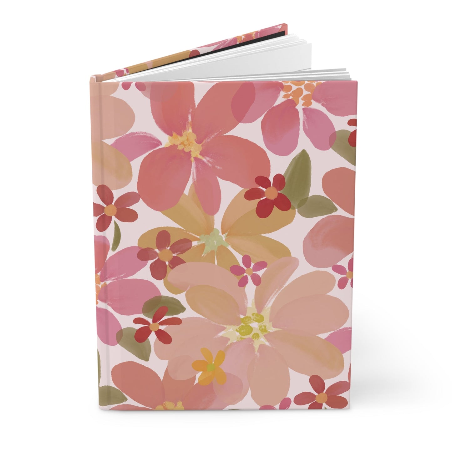 Blossom Blush Floral Hardcover Journal with hand - drawn artwork - Flourish Moon Studio