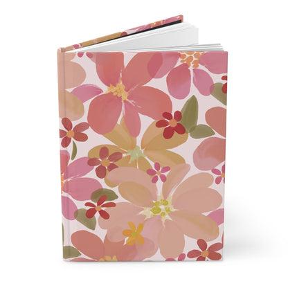 Blossom Blush Floral Hardcover Journal with hand - drawn artwork - Flourish Moon Studio
