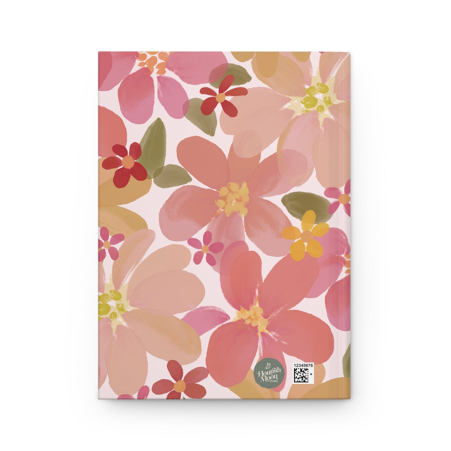 Blossom Blush Floral Hardcover Journal with hand - drawn artwork - Flourish Moon Studio