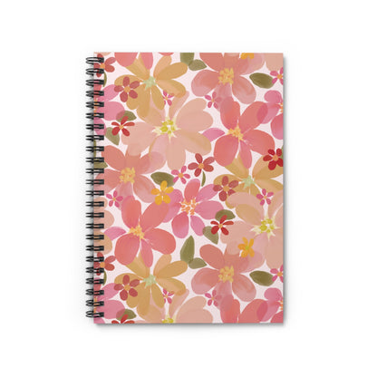 Blossom Blush Spiral Notebook with hand - drawn artwork - Flourish Moon Studio
