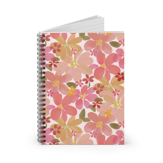Blossom Blush Spiral Notebook with hand - drawn artwork - Flourish Moon Studio