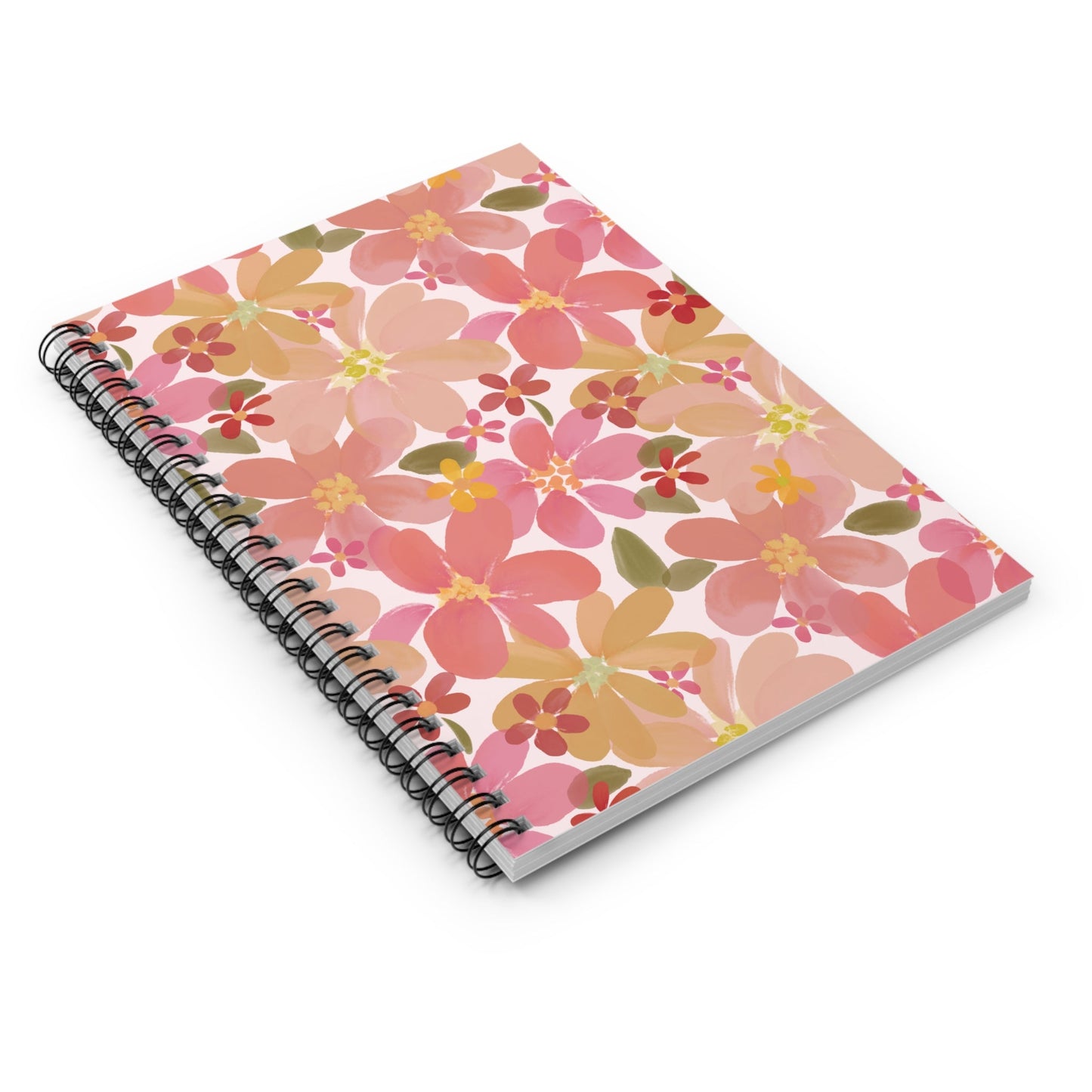 Blossom Blush Spiral Notebook with hand - drawn artwork - Flourish Moon Studio