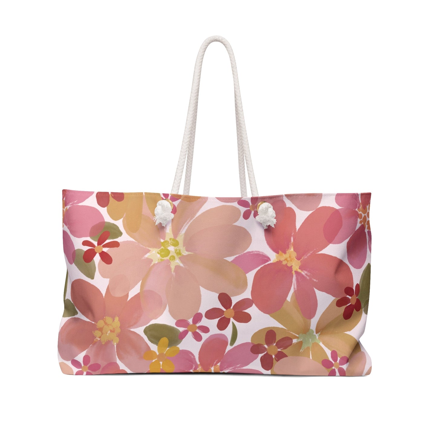 Blossom Blush Weekender Bag with hand - drawn artwork - Flourish Moon Studio