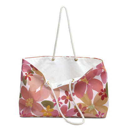 Blossom Blush Weekender Bag with hand - drawn artwork - Flourish Moon Studio