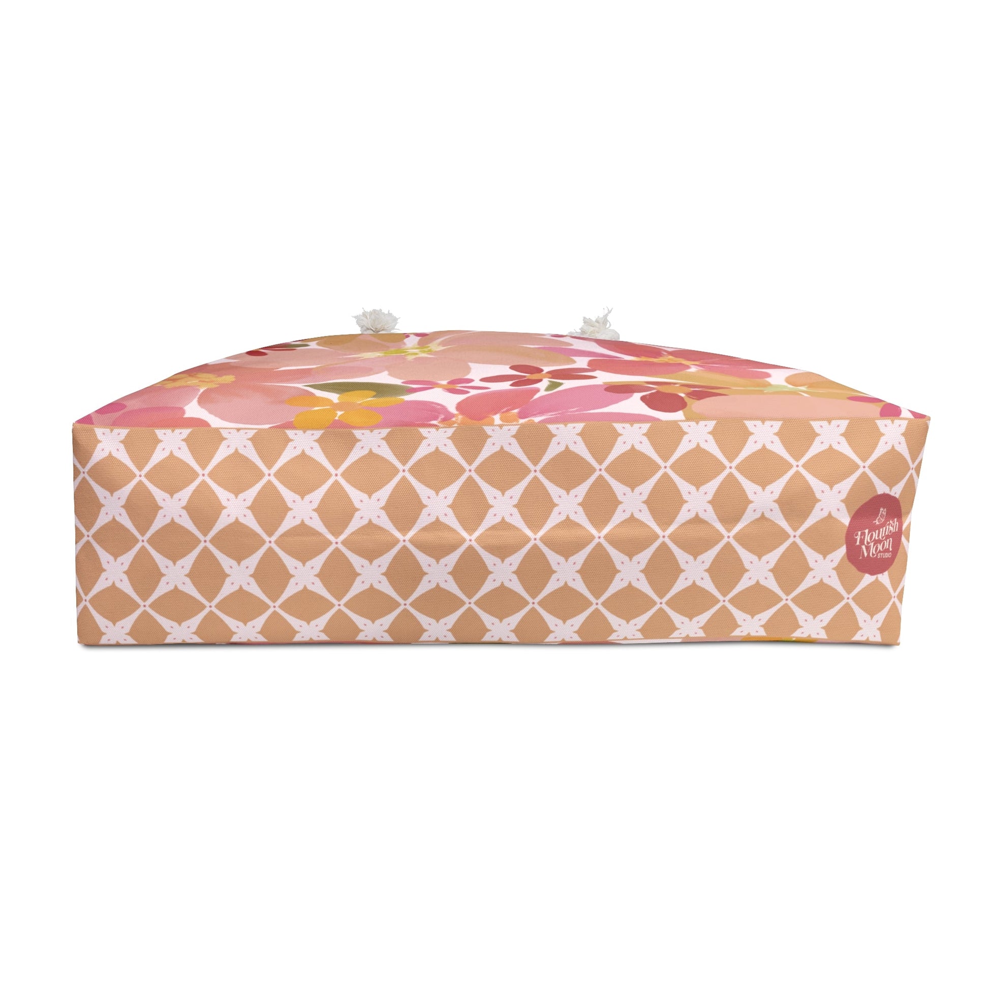 Blossom Blush Weekender Bag with hand - drawn artwork - Flourish Moon Studio