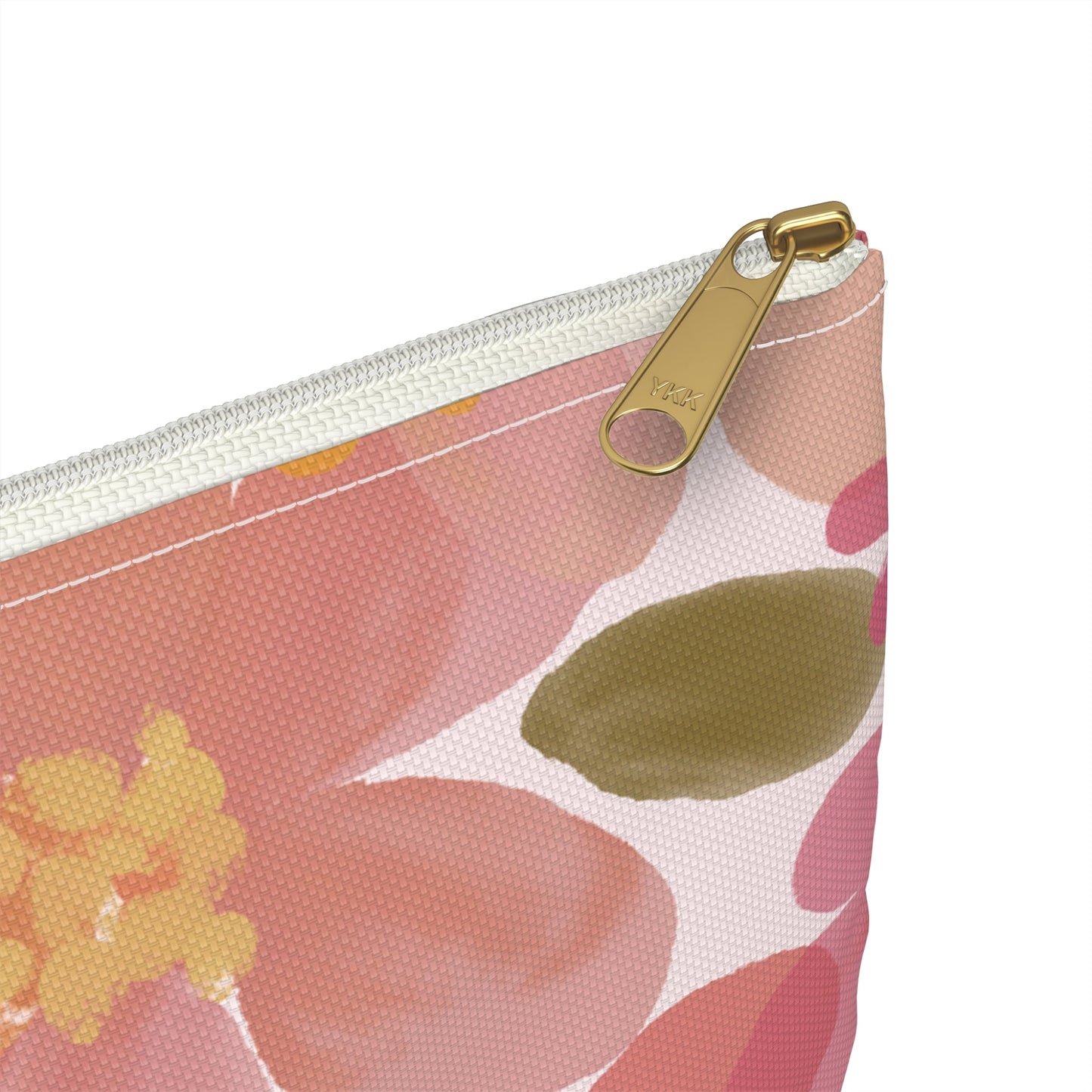 Blossom Blush Zipper Pouch with hand - drawn artwork - Flourish Moon Studio