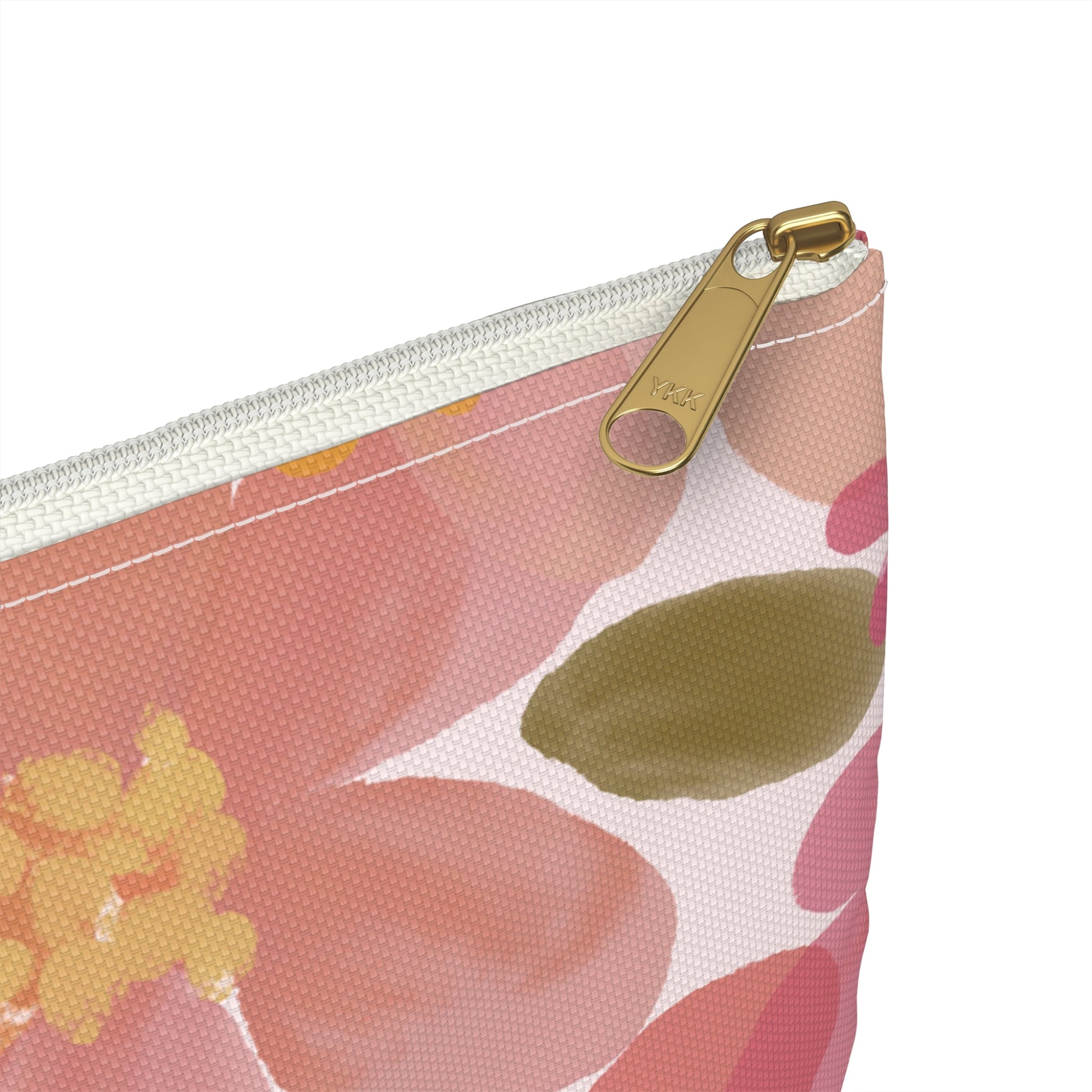 Blossom Blush Zipper Pouch with hand - drawn artwork - Flourish Moon Studio
