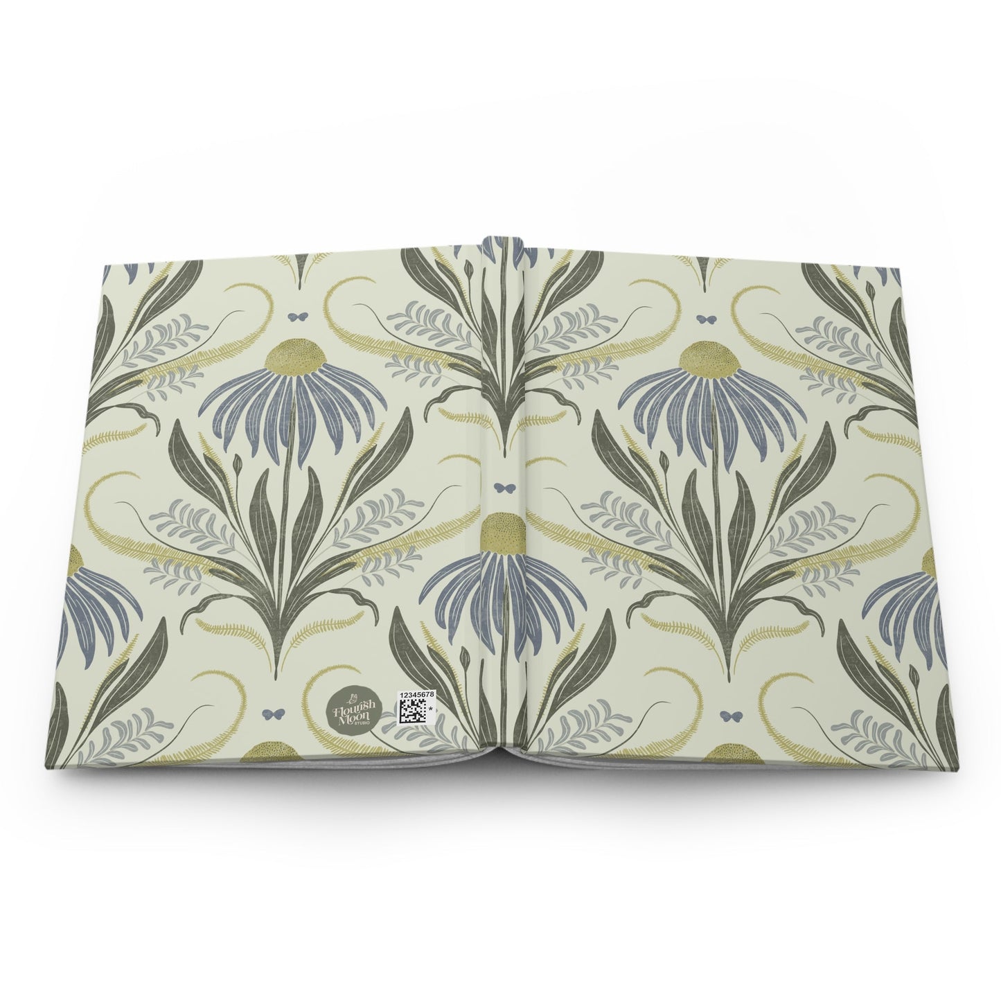 Bluebird Meadow Hardcover Journal with hand - drawn artwork - Flourish Moon Studio