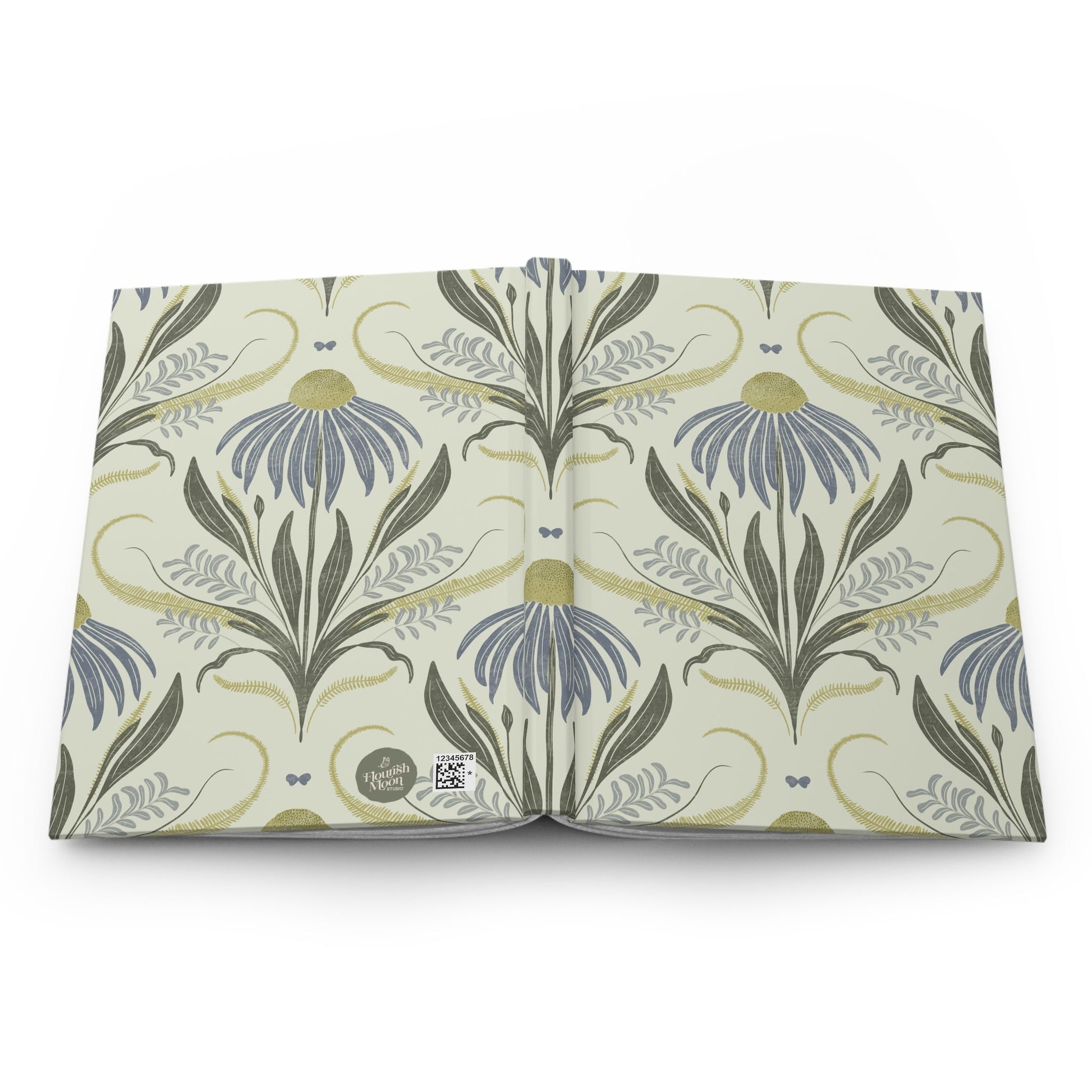Bluebird Meadow Hardcover Journal with hand - drawn artwork - Flourish Moon Studio