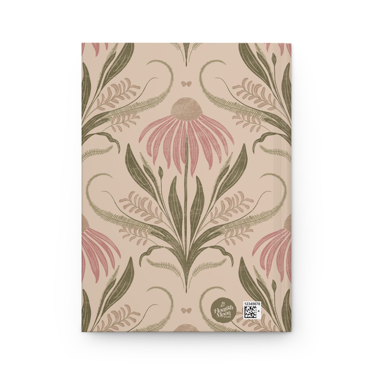 Blush Meadow Bloom Hardcover Journal with hand - drawn artwork - Flourish Moon Studio