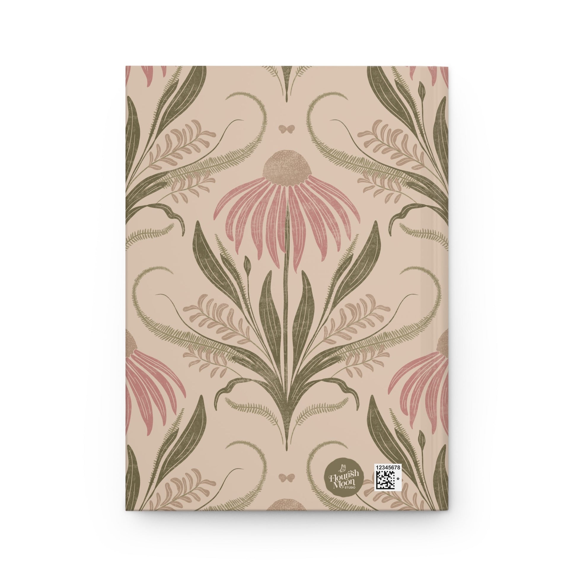 Blush Meadow Bloom Hardcover Journal with hand - drawn artwork - Flourish Moon Studio