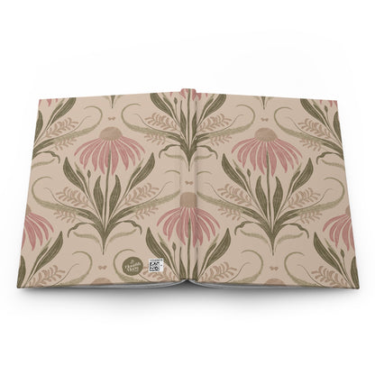 Blush Meadow Bloom Hardcover Journal with hand - drawn artwork - Flourish Moon Studio