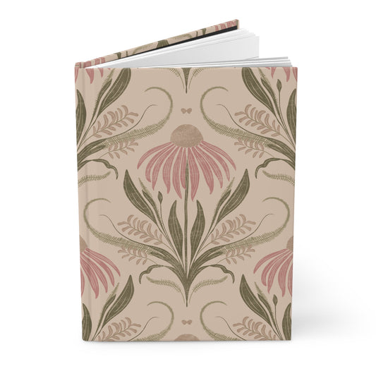 Blush Meadow Bloom Hardcover Journal with hand - drawn artwork - Flourish Moon Studio