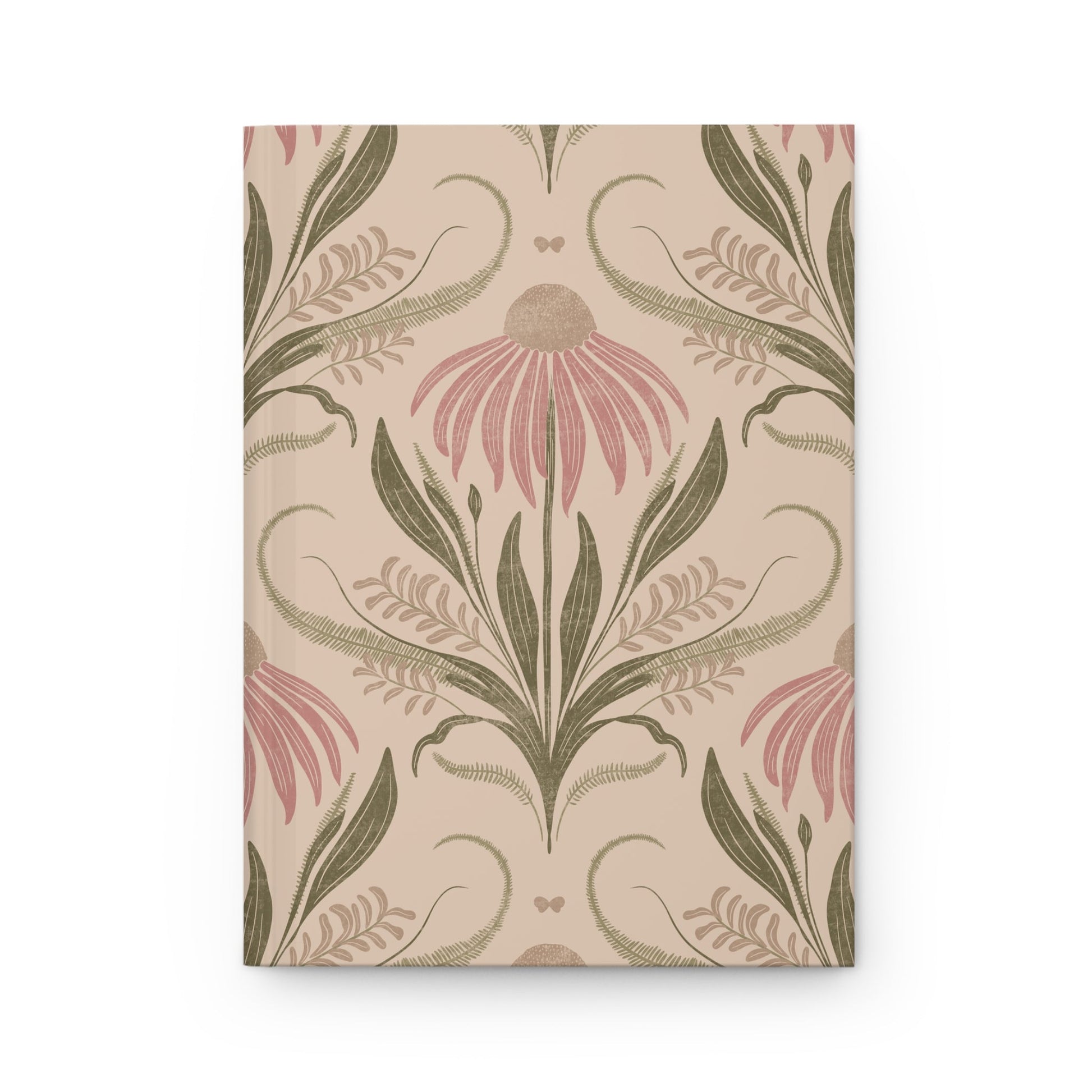 Blush Meadow Bloom Hardcover Journal with hand - drawn artwork - Flourish Moon Studio
