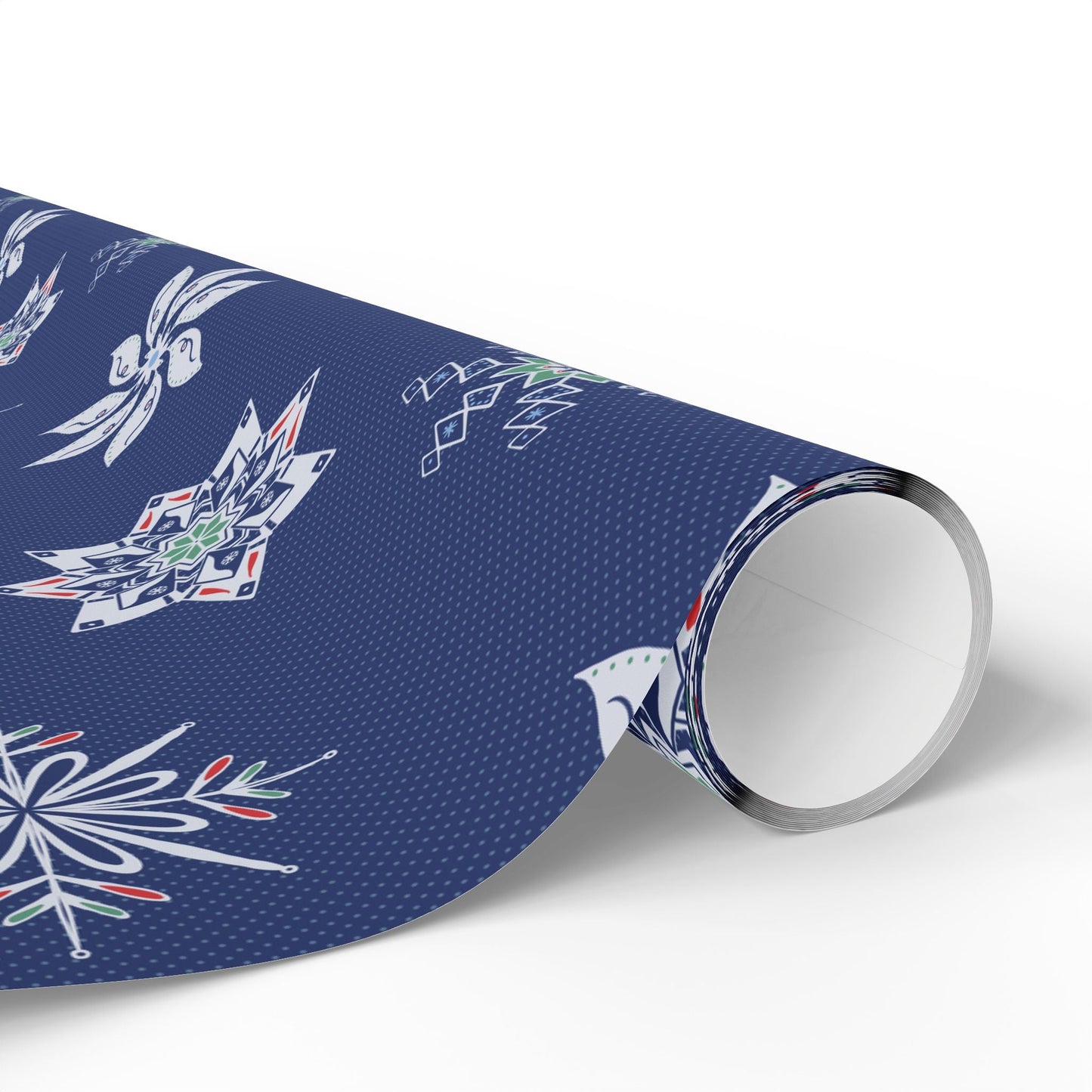 Charming Holiday Snowflake Wrapping Paper with hand - drawn artwork - Flourish Moon Studio