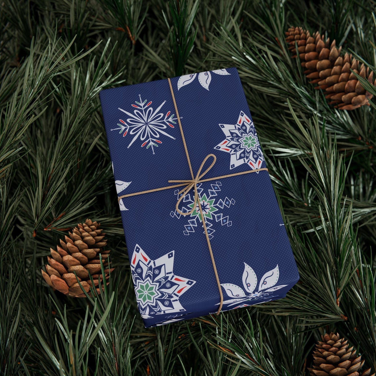 Charming Holiday Snowflake Wrapping Paper with hand - drawn artwork - Flourish Moon Studio