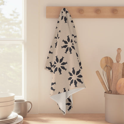 Circle of Tides Microfiber Waffle Kitchen Towel with hand - drawn artwork - Flourish Moon Studio