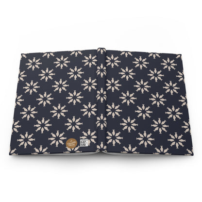 Circle of Tides Navy Hardcover Journal with hand - drawn artwork - Flourish Moon Studio