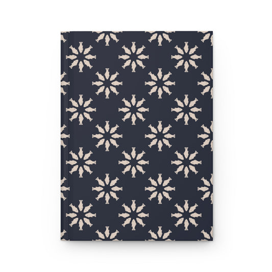Circle of Tides Navy Hardcover Journal with hand - drawn artwork - Flourish Moon Studio