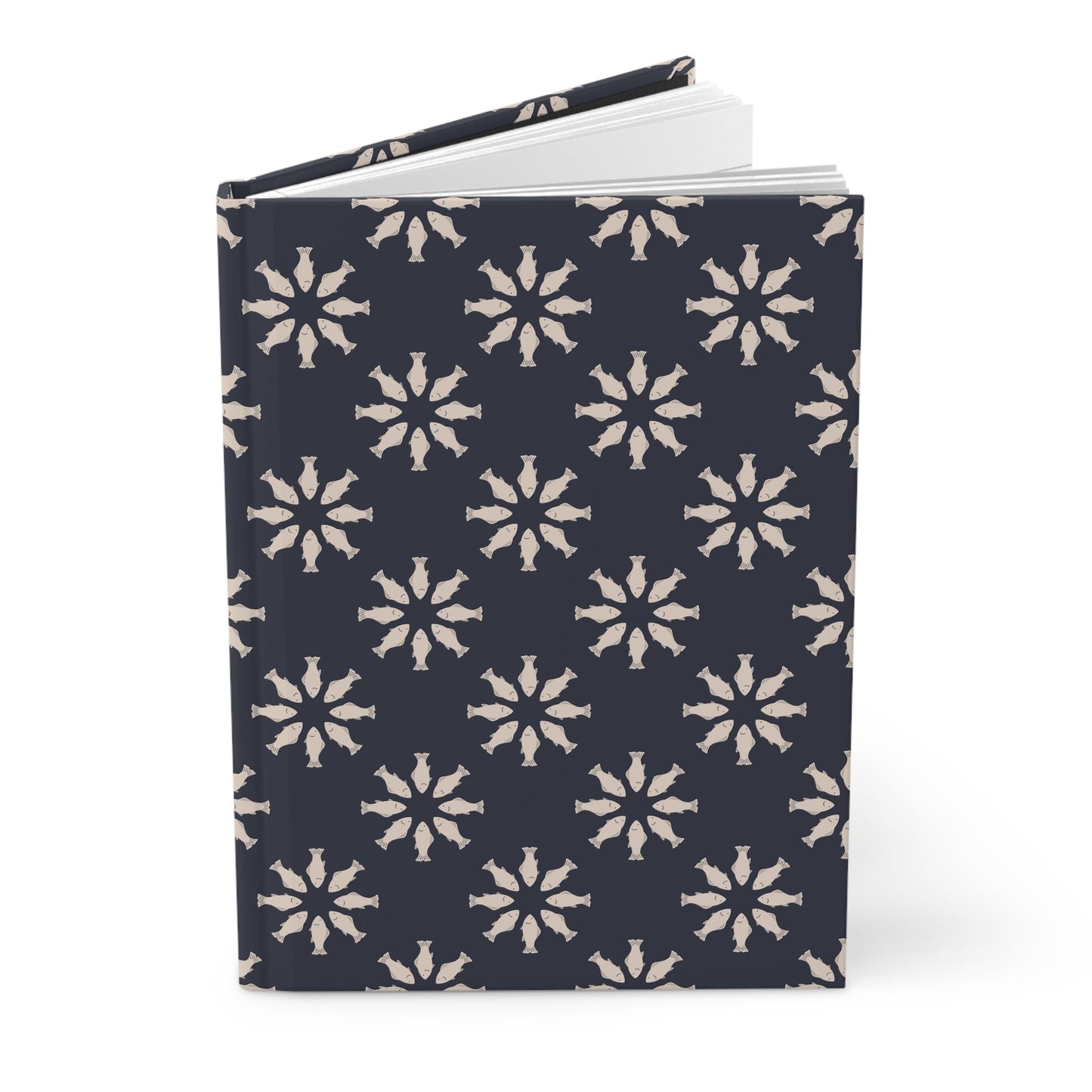 Circle of Tides Navy Hardcover Journal with hand - drawn artwork - Flourish Moon Studio