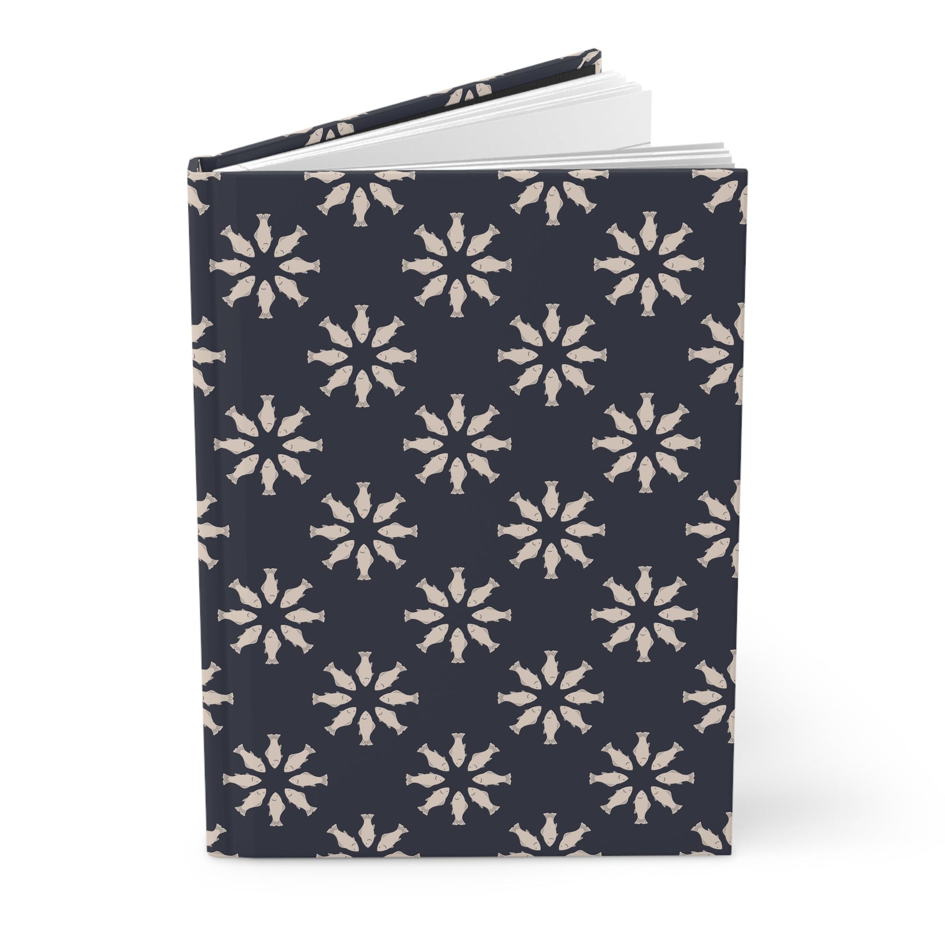 Circle of Tides Navy Hardcover Journal with hand - drawn artwork - Flourish Moon Studio