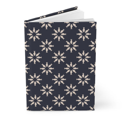 Circle of Tides Navy Hardcover Journal with hand - drawn artwork - Flourish Moon Studio