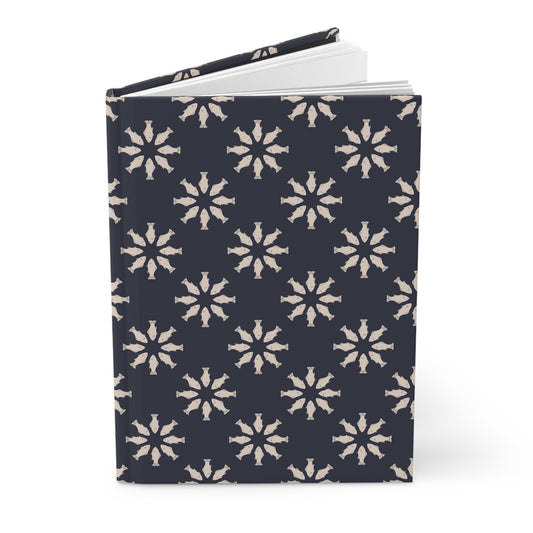 Circle of Tides Navy Hardcover Journal with hand - drawn artwork - Flourish Moon Studio