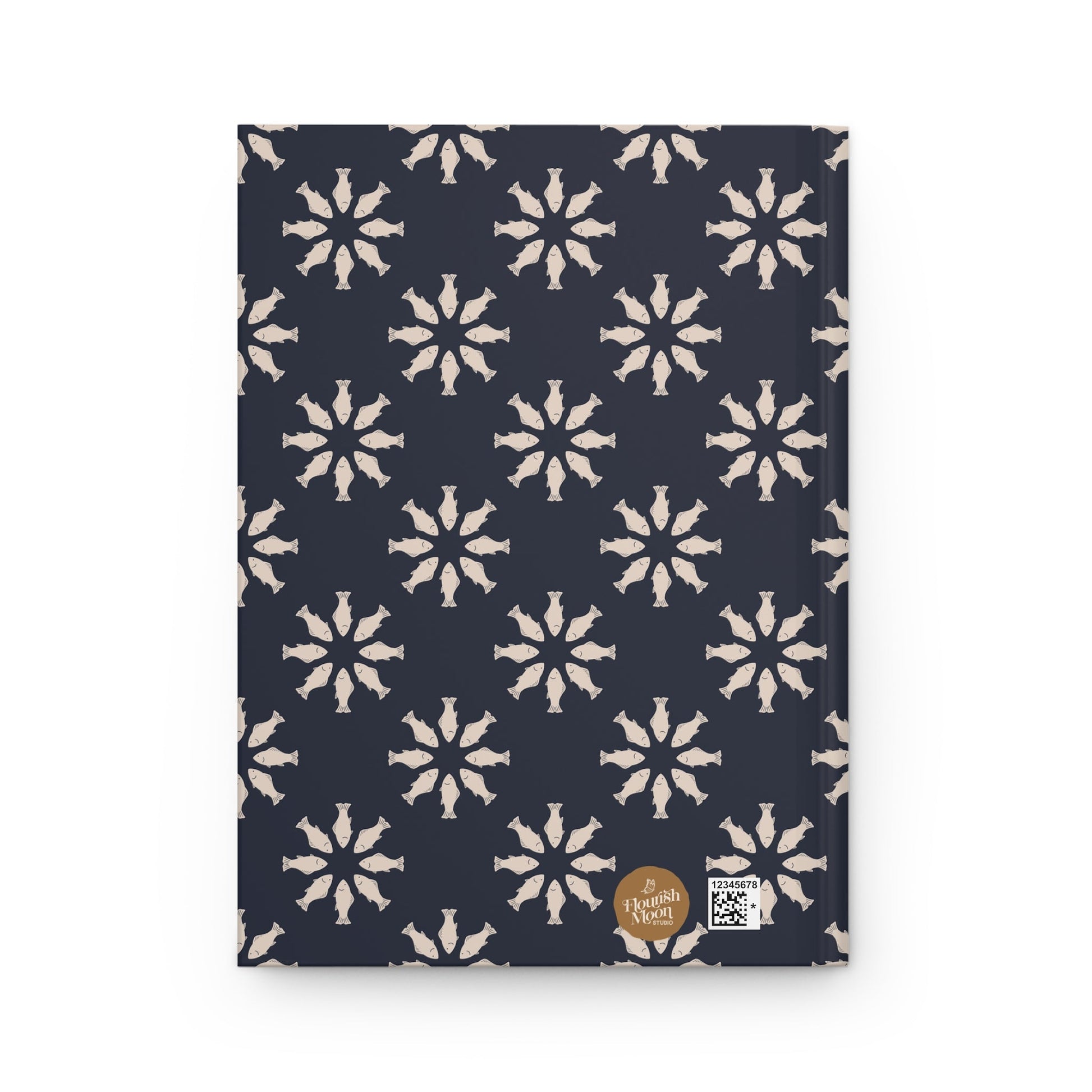Circle of Tides Navy Hardcover Journal with hand - drawn artwork - Flourish Moon Studio
