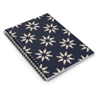 Circle of Tides Navy Spiral Notebook with hand - drawn artwork - Flourish Moon Studio