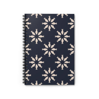 Circle of Tides Navy Spiral Notebook with hand - drawn artwork - Flourish Moon Studio