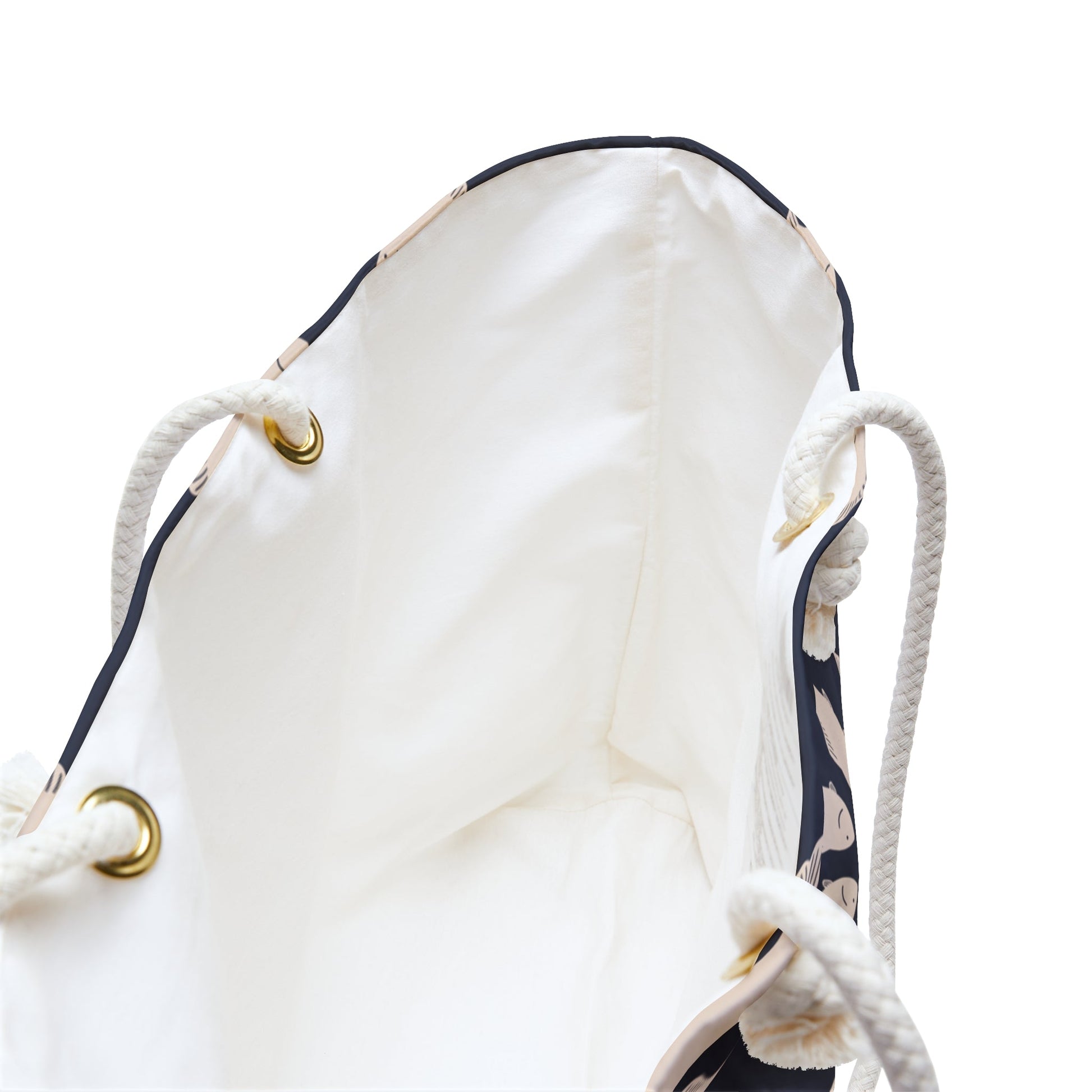 Circle of Tides Navy Weekender Bag with hand - drawn artwork - Flourish Moon Studio