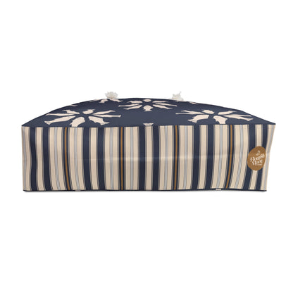 Circle of Tides Navy Weekender Bag with hand - drawn artwork - Flourish Moon Studio