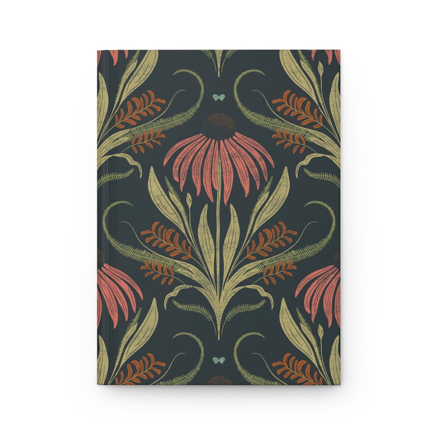 Coral Harvest Bloom Hardcover Journal with hand - drawn artwork - Flourish Moon Studio