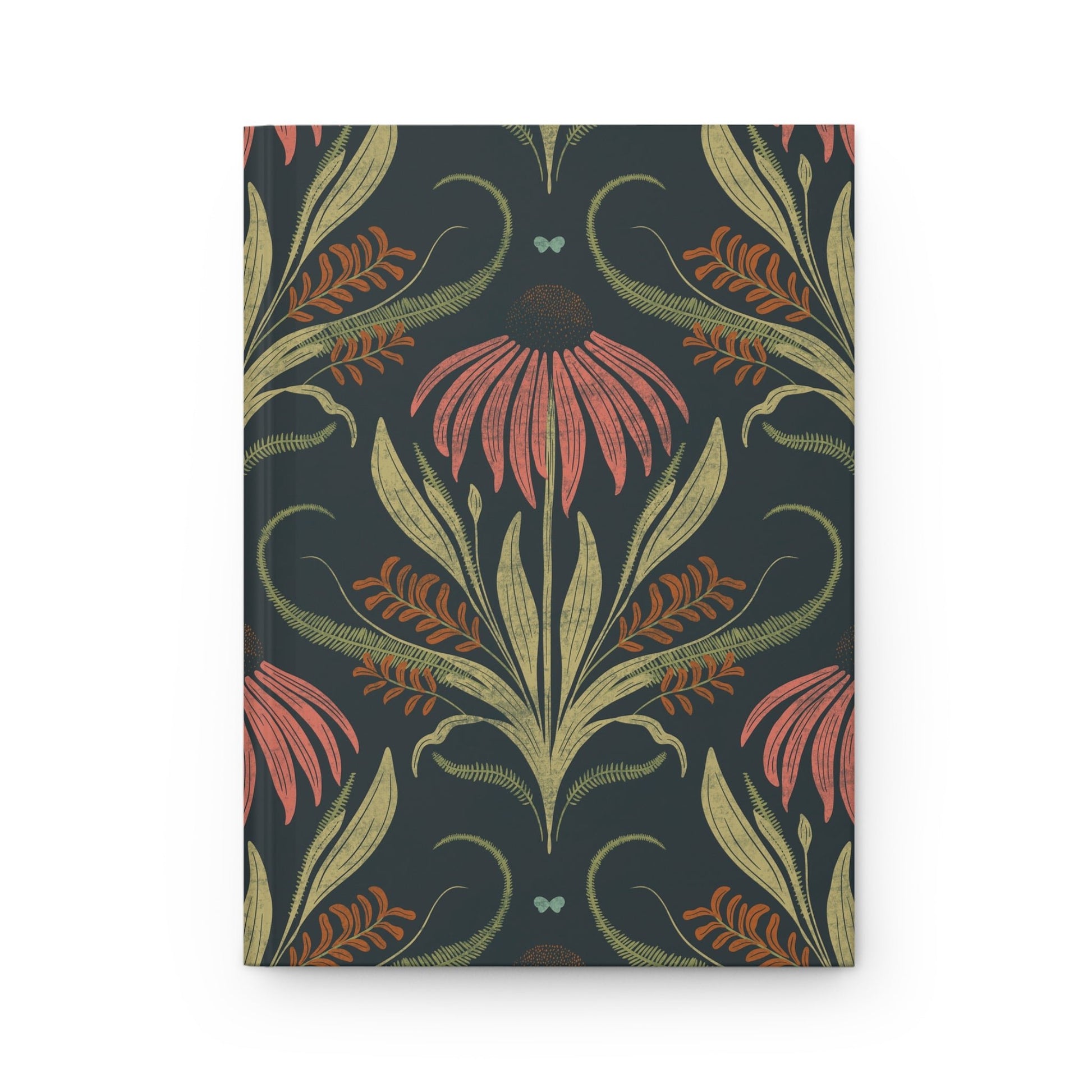 Coral Harvest Bloom Hardcover Journal with hand - drawn artwork - Flourish Moon Studio