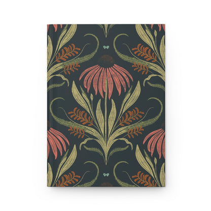 Coral Harvest Bloom Hardcover Journal with hand - drawn artwork - Flourish Moon Studio