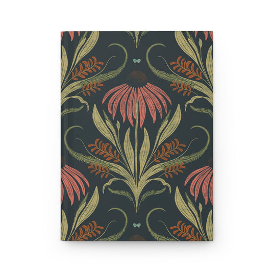 Coral Harvest Bloom Hardcover Journal with hand - drawn artwork - Flourish Moon Studio