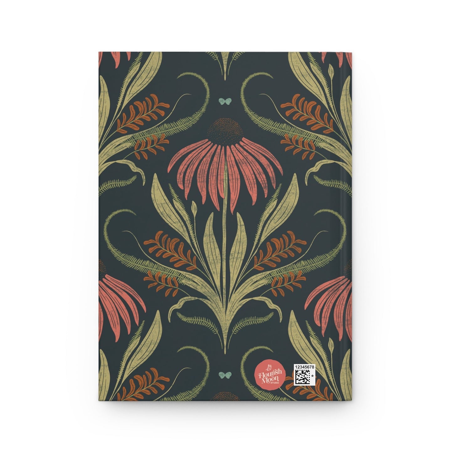 Coral Harvest Bloom Hardcover Journal with hand - drawn artwork - Flourish Moon Studio