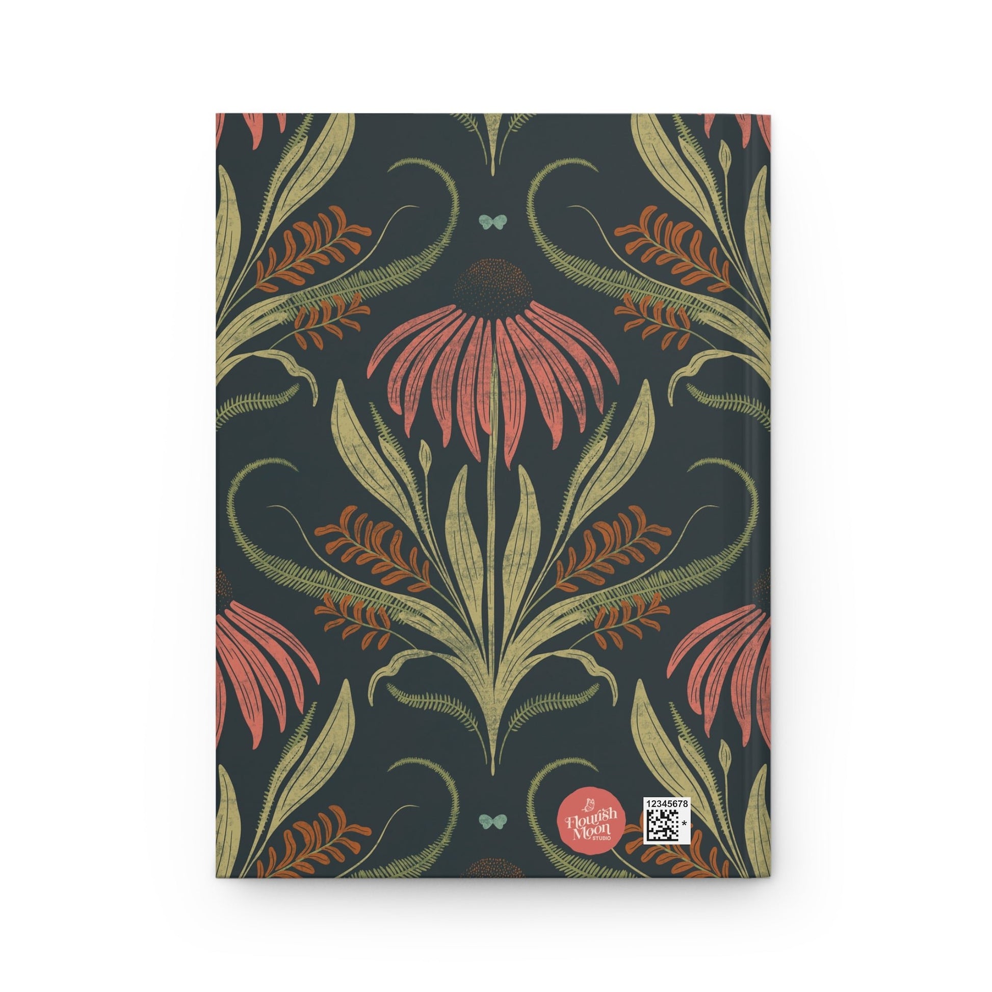 Coral Harvest Bloom Hardcover Journal with hand - drawn artwork - Flourish Moon Studio