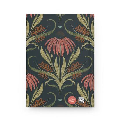 Coral Harvest Bloom Hardcover Journal with hand - drawn artwork - Flourish Moon Studio