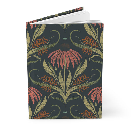 Coral Harvest Bloom Hardcover Journal with hand - drawn artwork - Flourish Moon Studio